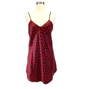 Intimate Affair Womens S‎ Satin Slip Dress Chemise Nightie Hearts Red Y2K Retro